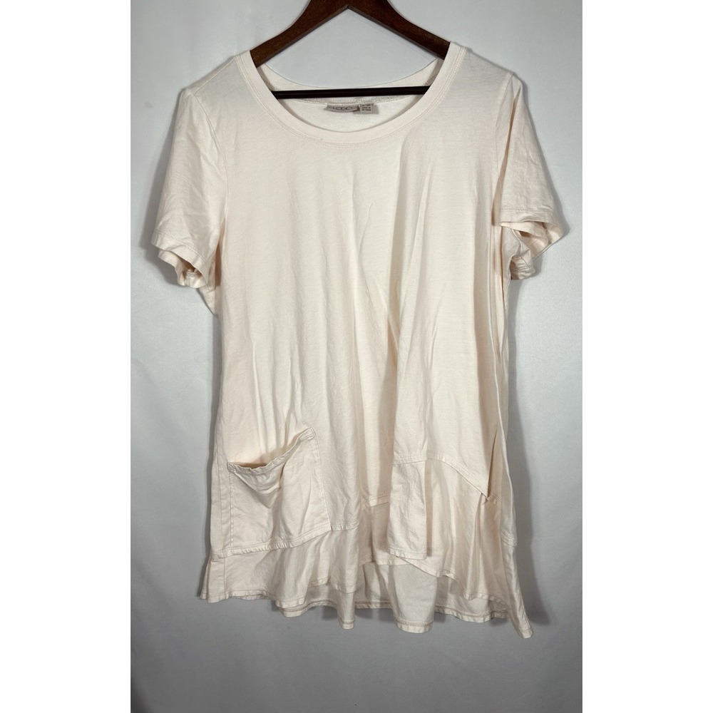 LOGO Lori Goldstein Short Sleeve Modal Blend‎ Tunic Top 1X Lagenlook Blush Pink